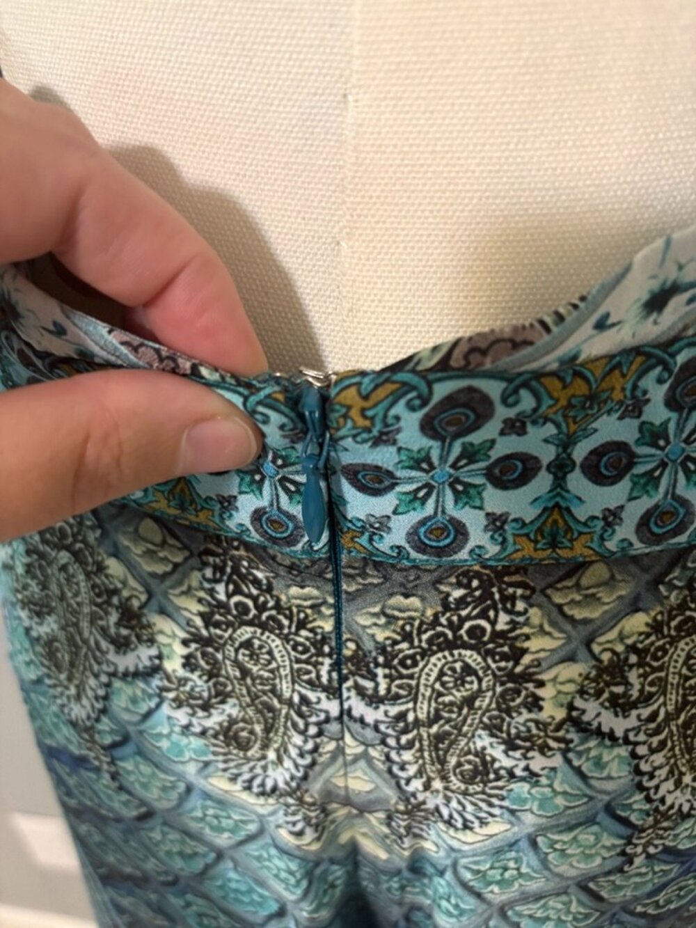 CAMILLA Turn on the Charm Blue Silk Tie Neck Halter Wide Leg Jumpsuit Crystal XS - Picture 13 of 16
